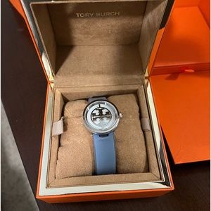 Tory Burch Reva watch in blue & silver